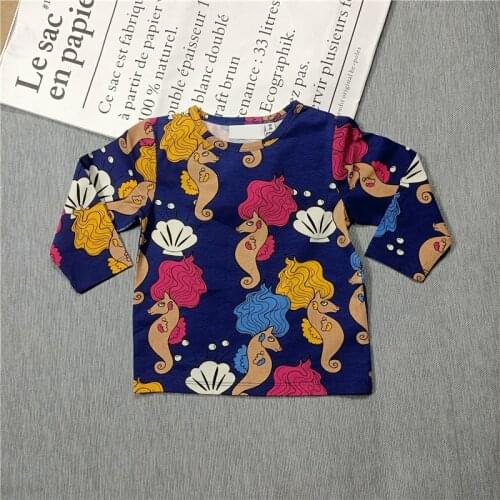 New Spring and Summer 2020 sea horse shell print print dress t-shirt leggings suit for children boys and girls