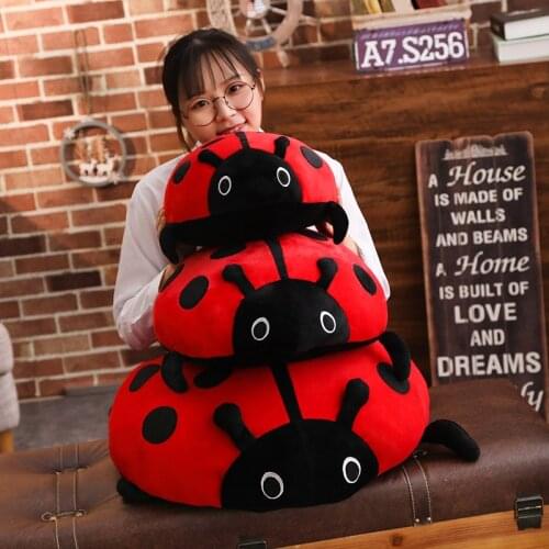 1pc 40cm/60cm/80cm Simulation Plush Animals Stuffed Ladybug Pillow Cushion Toys Kids Girls Gifts