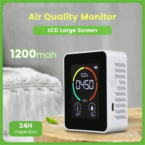 Portable CO2 Carbon Dioxide Detector Air Monitor Greenhouse Air Quality Temperature Humidity Fast Measurement Home Meter Indoor