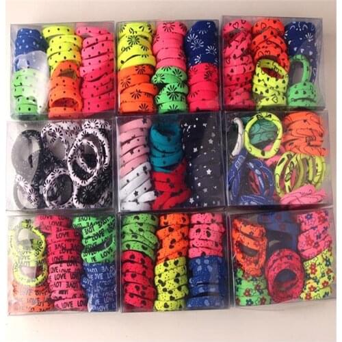 30Pcs/Lot Girls Hair Accessories Cartoon Print Flower High Elastic Hair Bands Korean Style Ponytail Rubber Rope Cute Scrunchie