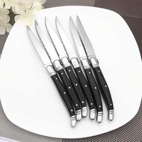 9'' Laguiole Stainless Steel Steak Knives Black Wood Table Knifes Restaurant Bar Kitchen Dinnerware Set 2/4/6pcs