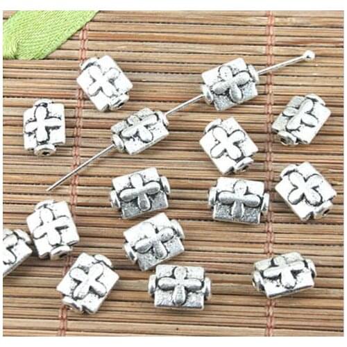 Tibetan silver color 2SIDED cross pattern spacer beads 30pcs