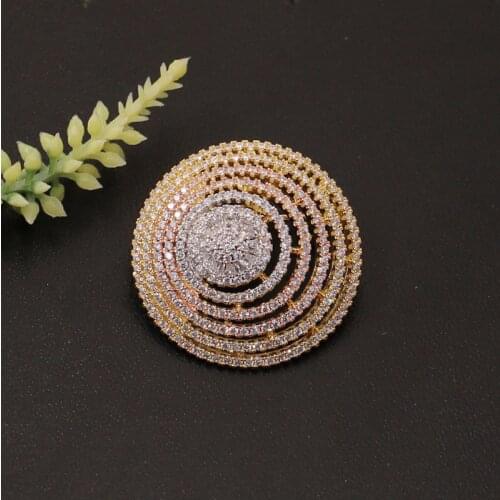 Vanifin Fashion Jewelry Full Micro Pave Fortunate Winter Round Brooch Pin for Daily Wedding Party Luxury Popular Best Gift