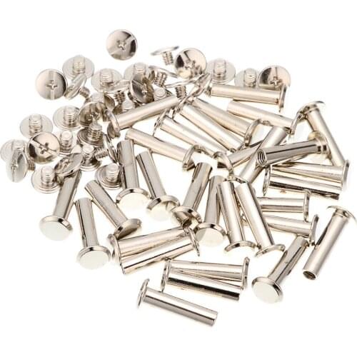 100pcs M5x20mm Iron-nickel-plated screw books Fingertight Picture books screw rivets albums butt recipes leaflet nail M5Hardware