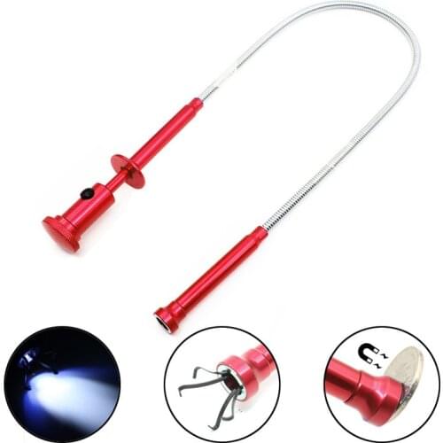High Quality Flexible Claw Pick Up Tool Magnetic LED Light Grab Grabber Fingers Spring Red Telescopic Magnet Pick Up Tool