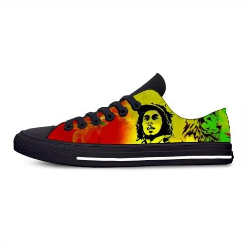 Bob Marley Reggae Star Music Rock Funny Fashion Casual Canvas Shoes Low Top Lightweight Breathable 3D Printed Men women Sneakers