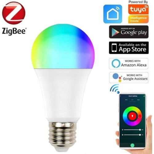 Zigbee Smart LED Light Bulb 10W RGBCW E27 Light Lamp Tuya/Smart Life APP Remote Control Work With Alexa Google Home AC100-240V