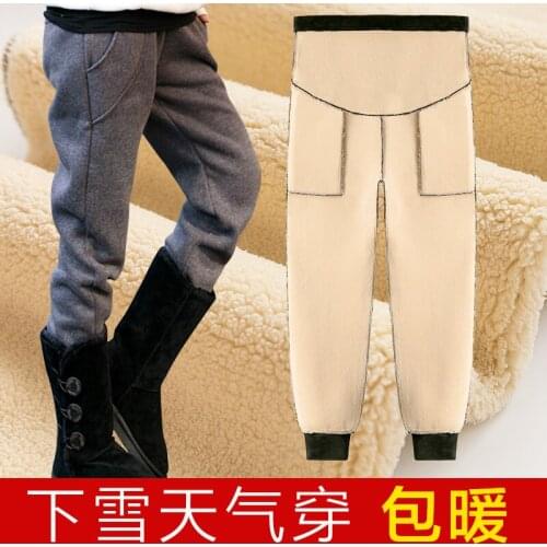 2020 Winter lamb velvet warm pants for pregnant women Maternity belly lift Trousers plus cashmere cotton Pregnancy Bottoms