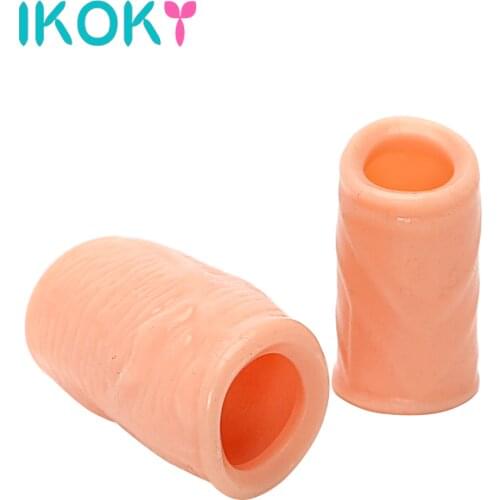 IKOKY 2Pcs Cock Rings Delay Ejaculation Time Lasting Foreskin Corrected Adult Sex Toys For Men Penis Ring Penis Sleeves Silicone
