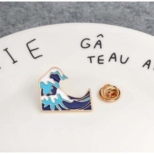 Blue sea waves Brooch Collar Ocean Coat backpack bag Jackets Pin Badge Cartoon Jewelry Gift for Kids Children souvenir