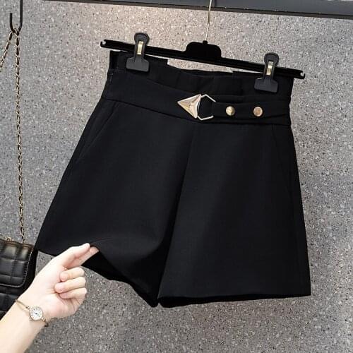 Black Wide-Legged Plus Size 5Xl Large Fashion Zevity Basic High Waist Summer WomenS Casual Cycling Clothing Sports Shorts 2021