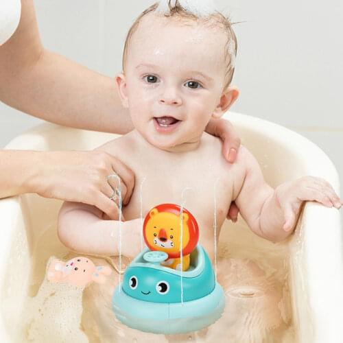 Baby Electric Spray Water Floating Bath Toys Cartoon Lion Rabbit Rotating Shower Games for Children Baby Bathroom Water Play Toy