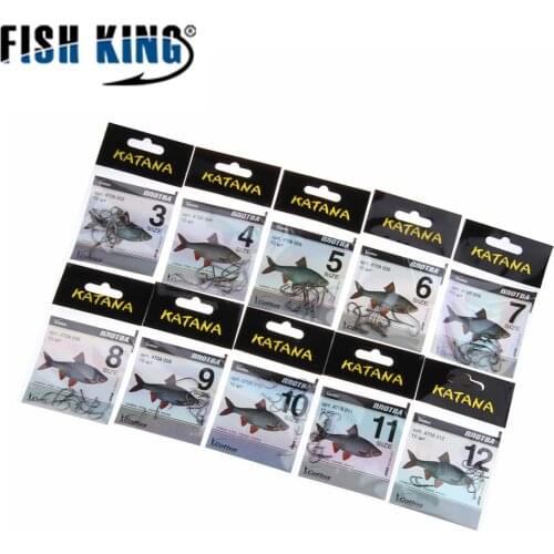 FISH KING size 3-size 12 KATANA 50 pieces/batch carbon steel fish hook with fish hook fishing gear feeder