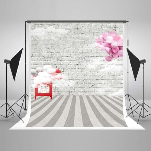 VinylBDS 8X8FT White Brick Wall Photography Backdrop Birthday Children Photo Background