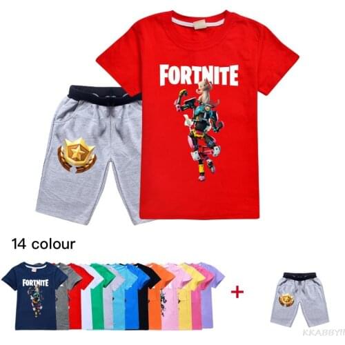 Fortnites T-shirt Set for Boys Girls Top +Pants 2pcs Set Kids Clothing Sport Clothes Shirts suit