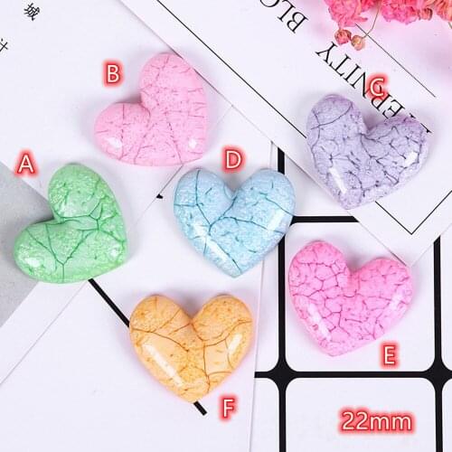 Cabochons Heart Crackle Hearts 20pcs Colorful Resin Flat Back Cabochon Scrapbook Kawaii DIY Embellishments Accessories