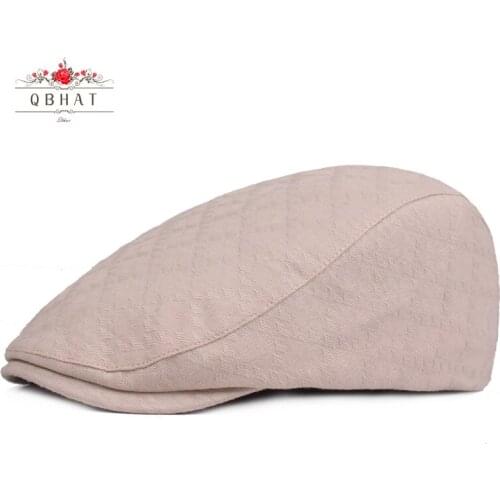 QBHAT High Quality Fashion Unisex Solid Color Cotton Fabric Newsboy Ivy Cabbie Cap Chic Men Women Beret Casual Peaked Cap