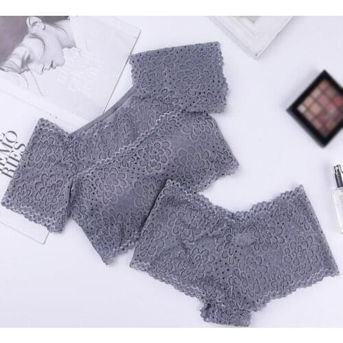 Summer Lace Bra Set Women Short-sleeved Vest Brief Set Mesh Female Vest Underwear Set