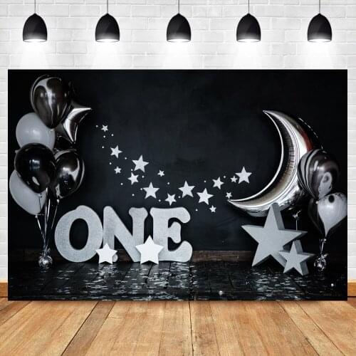 Laeacco Balloons Baby 1st Birthday Party Star Family Shoot Portrait Photo Backdrops Photographic Backgrounds For Photo Studio