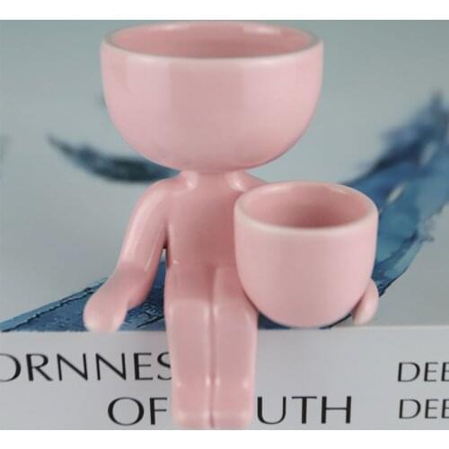 Personality Humanoid Ceramic Succulent Flower Pot Creative Crafts Flower Arrangement Vase Home Furnishing Gift