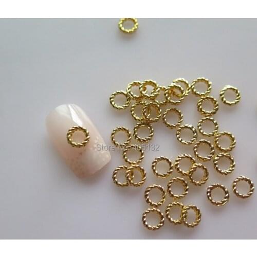 MD-757 3D 50pcs/bag Gold Circle Nail Decoration Metal Shinny Deco Metal Nail Art Decoration