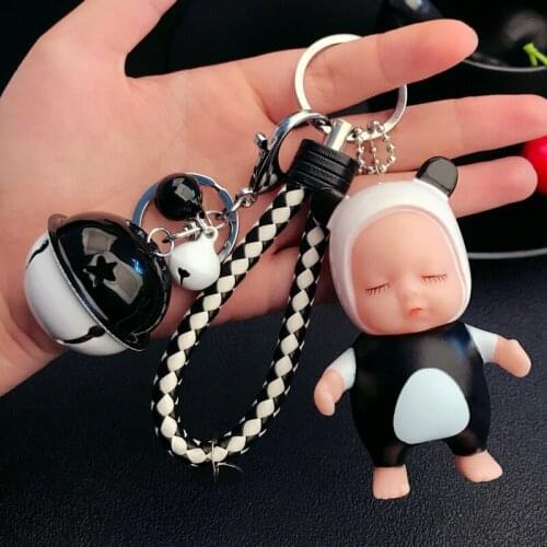 Cute Imitate Sleeping Baby Doll Keychain Key Chain Leather Strap Car Keyring Cartoon Toys Bag Charm Key ring D20