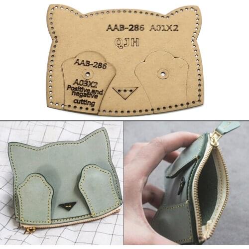 Cute Coin Pocket Kraft Paper Template, DIY Mini Storage Bag Sewing Design Mould, Leather Craftwork Drawing Stencil Tool Supplies