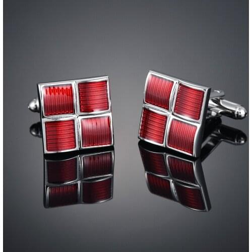 Fashion red square sleeve nail French long sleeve shirt sleeve nail shirt accessories Cufflinks