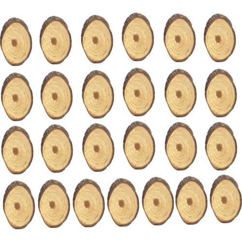 25pcs Unfinished Natural Wood Slices Craft Wood Kit Oval Wooden Crafts Christmas Ornaments DIY Crafts with Bark for Crafts