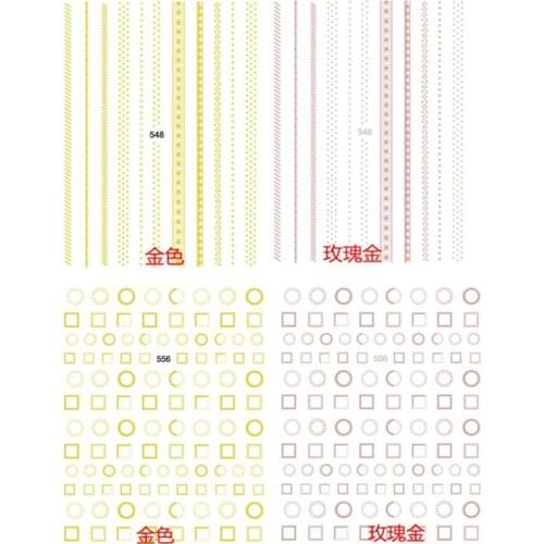 WHOLESALE 50pcs Nail Art Sticker Geometry Square Circle Gold Leaves Flower Adhesive Decals for Nail Art Decoration Manicure