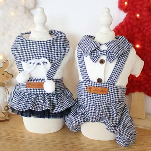 Dog Clothes Grid Cat Dog Dress Jumpsuit PET Clothing For Dogs Coats Jackets Pet Winter Warm Pet Products Puppy Chihuahua