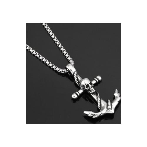 Punk Rock Newest Skull Anchor Pendant 316L Stainless Steel Biker Cool Ghost Skull Pendant For Man Gift OSDZ060
