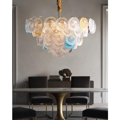 Light luxury crystal chandelier post modern living room lamp color bohemian style dining room lamp villa bedroom lamp