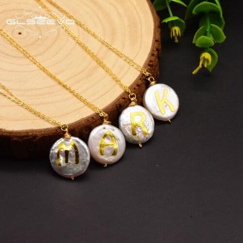 XlentAg Natural Baroque Pearl Forever Couple Best Friends Round Necklace Letter Pendant Fine Jewelry Kolye GN0128A