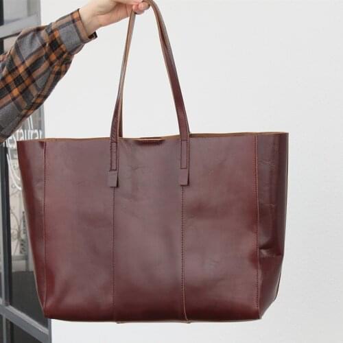 Female Big Handbags Women Genuine Leather Tote Bag Vintage Luxury Purses High Quality Large Capacity Daily Travel Shoulder Bags