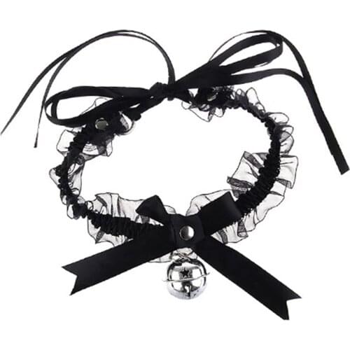 Lady Lovely Lace Bowknot Bell Choker Necklaces Set Kitty Bow Collar Choker Bell Pendant Necklace For Girl Fashion Unique Design