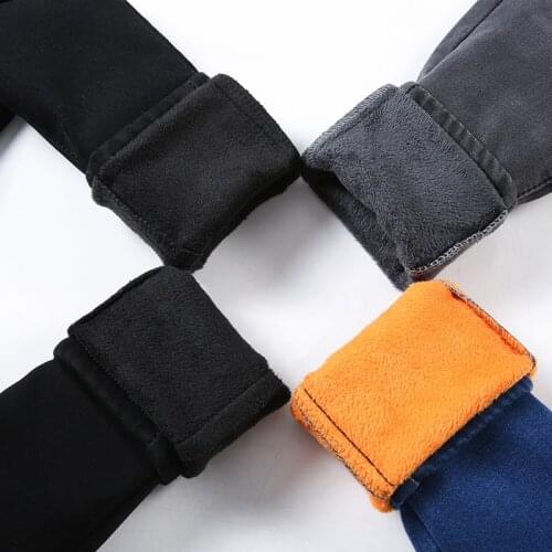 Women Warm Plus Velvet Mom Jeans Denim Trousers Plus Size 40 Black Blue Gray High Waist Velvet Thick Jeans Winter Skinny Stretch