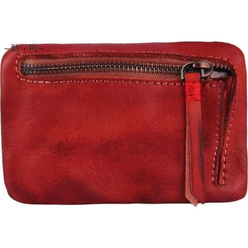 Genuine leather cow skin women handmade wallet mini coin purse card holder