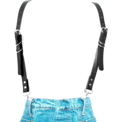 Wommen male Fashion Punk Leather Suspender Belt Handmade Unisex leather garters Body Bondage Belts hook buckle Hook button