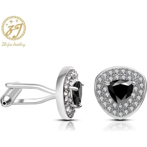 Zhijia 1 Pair New Triangle Cufflinks Colorful Zircon Rhinestone Cuff Button Vintage Gifts For Women Cufflink