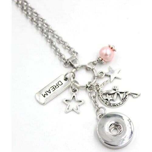 1PC 18mm Snaps Button Jewelry Fairy Necklace Star Dream Fairy Pendant Necklace Snap Necklaces Gifts