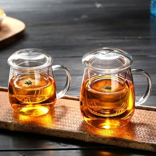 1Pcs Creative Tea Mug with Lid Filter 380mL/550mL Coffee Cups Tea Set Mugs Beer Drink Office Mug Transparent Drinkware Glass Cup