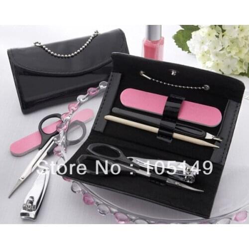 20sets/lot) PS003 Wedding and Birthday Party Decoration gift of Little Black Purse Patent-Leather Five-Piece Manicure Set favor