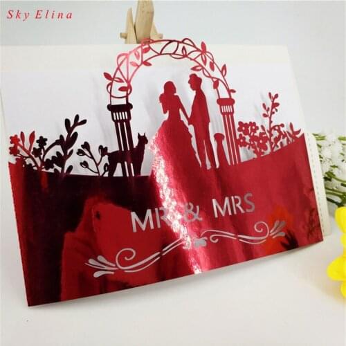 30Pcs 12 * 18cm Laser Cut Hollow Invitation Card Delicate Paper Card Wedding Decoration MR & MRS Party Bathing Supplies 8zSH070