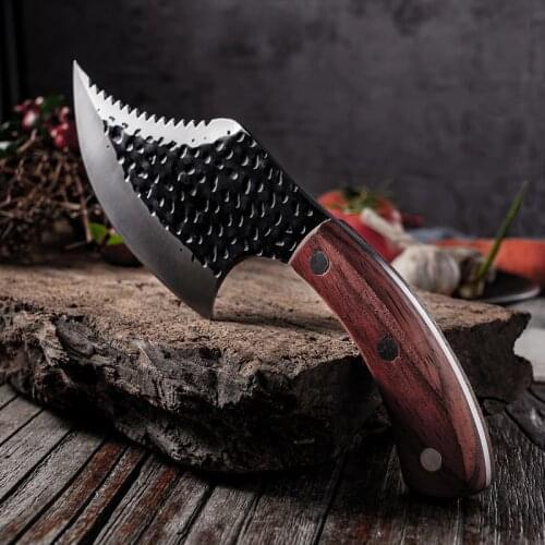 5-inch Outdoor Survival Camping Forged Knife with Sheath Fishing Knife Portable Meat Cleaver Kitchen Knife 5CR15 Stainless Steel