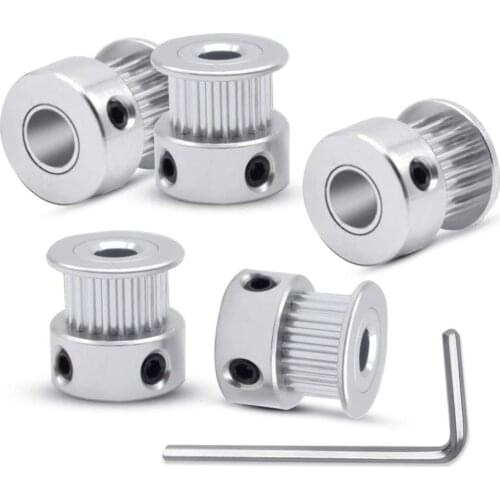 5PCS Aluminum GT2 Timing Pulley 20 Teeth Bore 5mm Width 6mm Bore 2GT Timing Belt for 3D Printer Drive Timing Belt