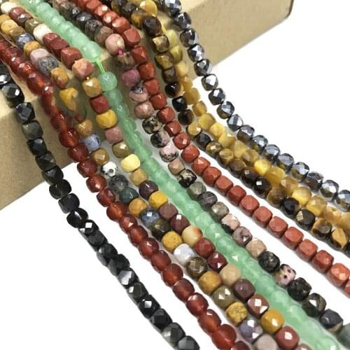 Agate/jade/quartz/tigereye /rhodochrosite quare faceted 5mm for DIY jewelry making loose beads FPPJ wholesale nature