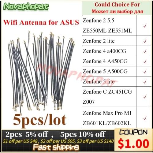 Wifi Antenna Connector Signal Flex Cable For Asus Zenfone 2 ZE550ML Lite 4 A400CG A450CG 5 A500CG 6 Lite C Max Pro M1 5pcs/lot