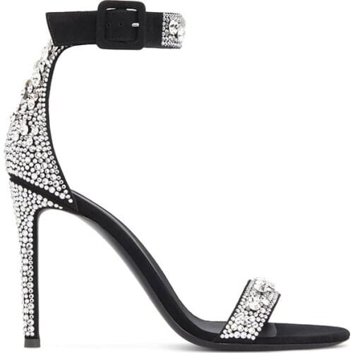 Bling Bling Back Rhinestone High Heels Sandals Womens Crystal Full Drilled Heels Ladies Party Open Toe Shoes Street Sandalias