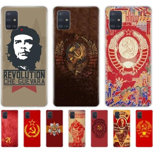 Silicon phone cover case for samsung galaxy A51 A31 A41 A71 A01 A81 A91 A30S A20S A50S M30S M40S Soviet Union USSR Grunge Flag